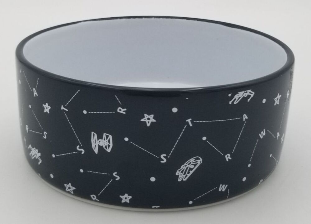 NIB Chewy Star Wars Navy Constellations Ceramic Bowl 1.25 Cups Pet Food/Water